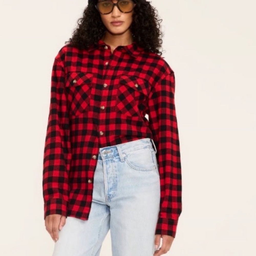 Jenni Kayne red & black plaid button down
